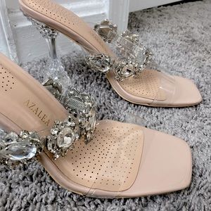 AZALEA WANG Embellished Nude Heels